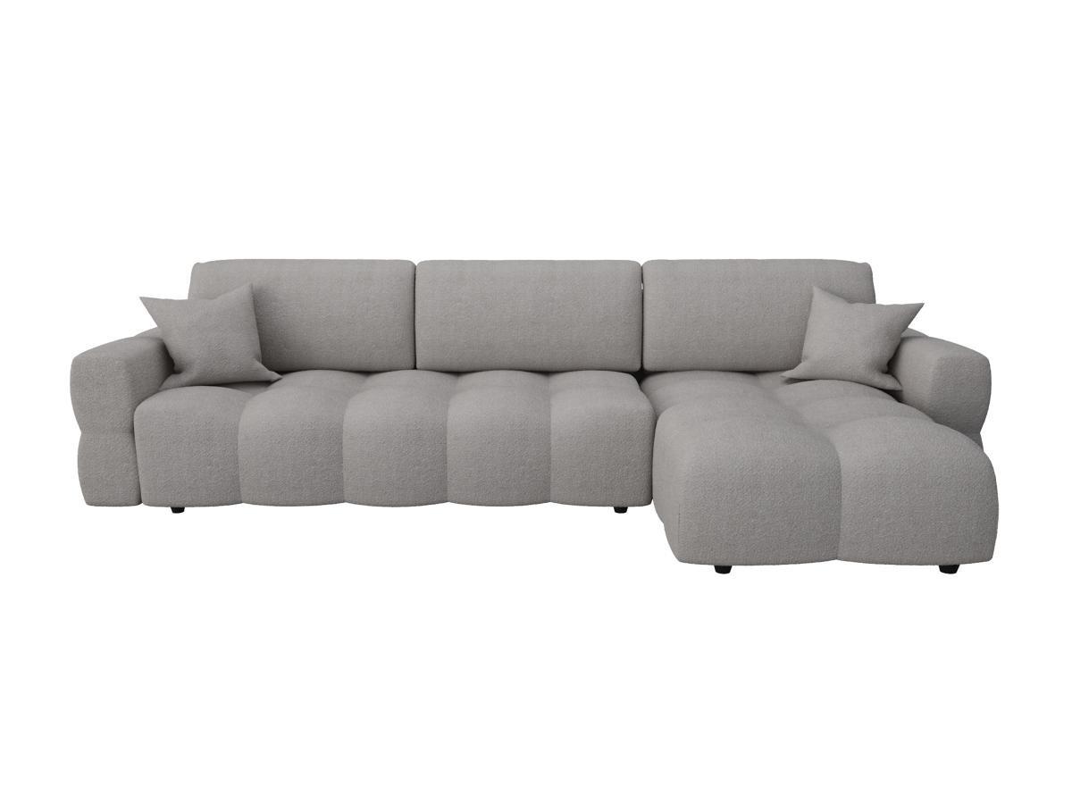 Vente-unique Ecksofa mit Schlaffunktion - Ecke wechselbar - Bouclé-Stoff - Grau - ISSORO  