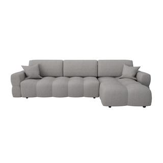 Vente-unique Ecksofa mit Schlaffunktion - Ecke wechselbar - Bouclé-Stoff - Grau - ISSORO  