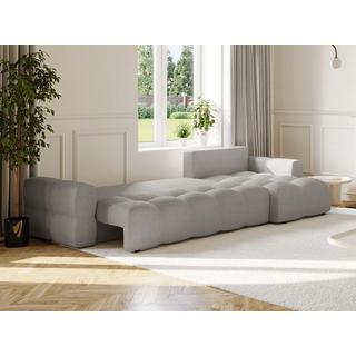 Vente-unique Ecksofa mit Schlaffunktion - Ecke wechselbar - Bouclé-Stoff - Grau - ISSORO  