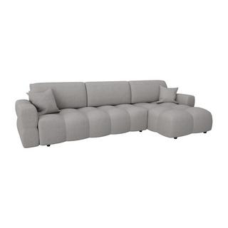 Vente-unique Ecksofa mit Schlaffunktion - Ecke wechselbar - Bouclé-Stoff - Grau - ISSORO  