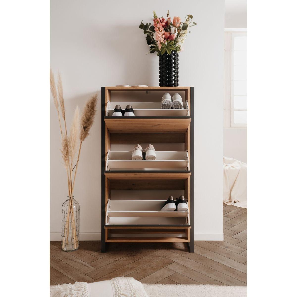 Calicosy Schuhschrank mit 3 Klappen L70 cm - DENVER  