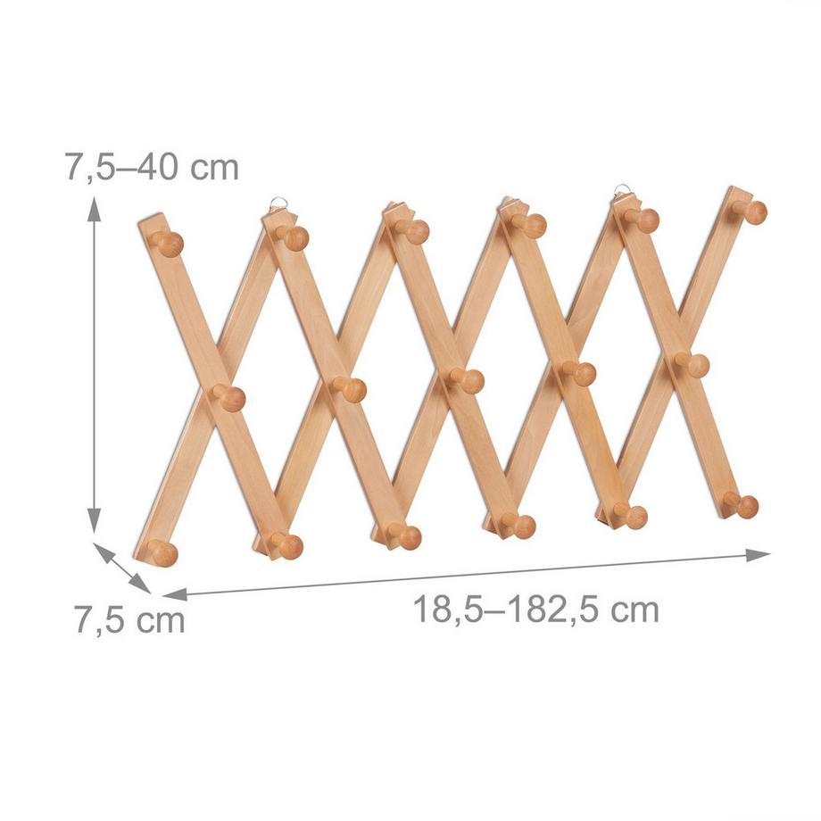 Northio Appendiabiti da parete retrattile in legno  