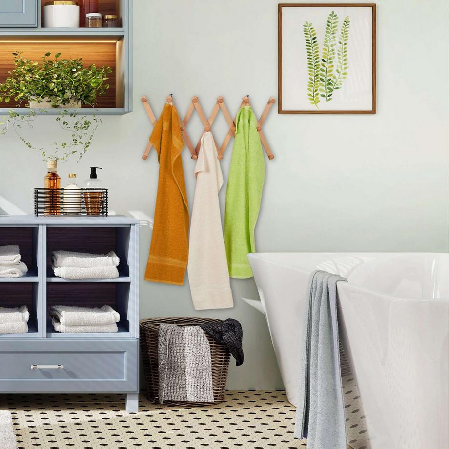 Northio Appendiabiti da parete retrattile in legno  