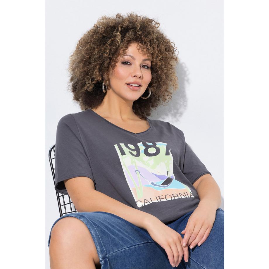 Ulla Popken California V-Ausschnitt Halbarm T-Shirt  