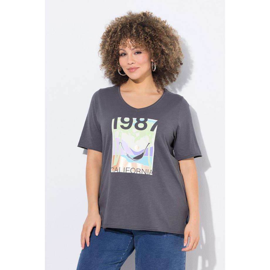 Ulla Popken California V-Ausschnitt Halbarm T-Shirt  