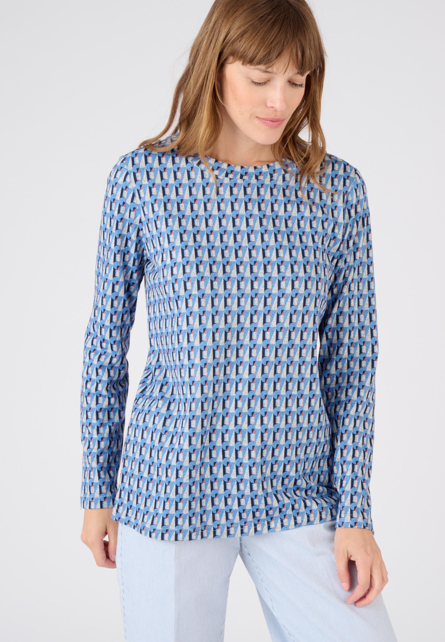 Image of Warmes T-shirt Mit Paisley-motiv. Damen Blau 50/52