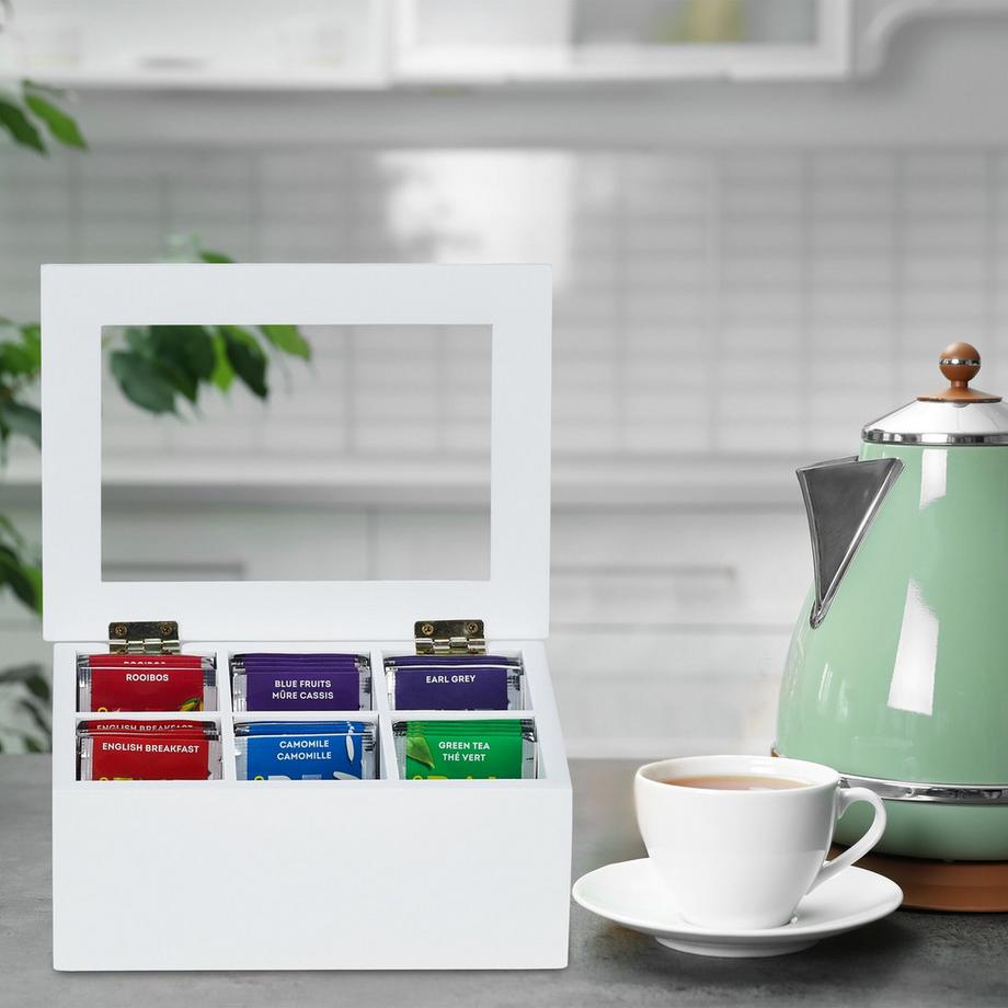B2X Weiße Teebox mit 6 Fächern  