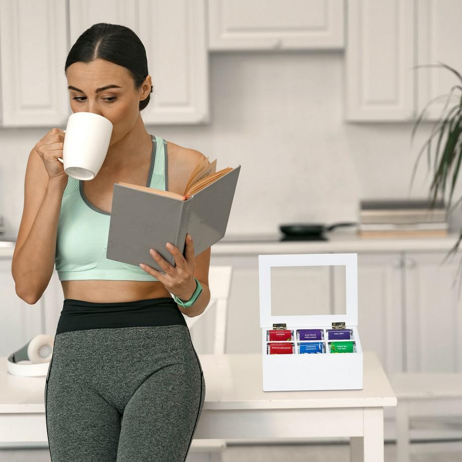 B2X Weiße Teebox mit 6 Fächern  