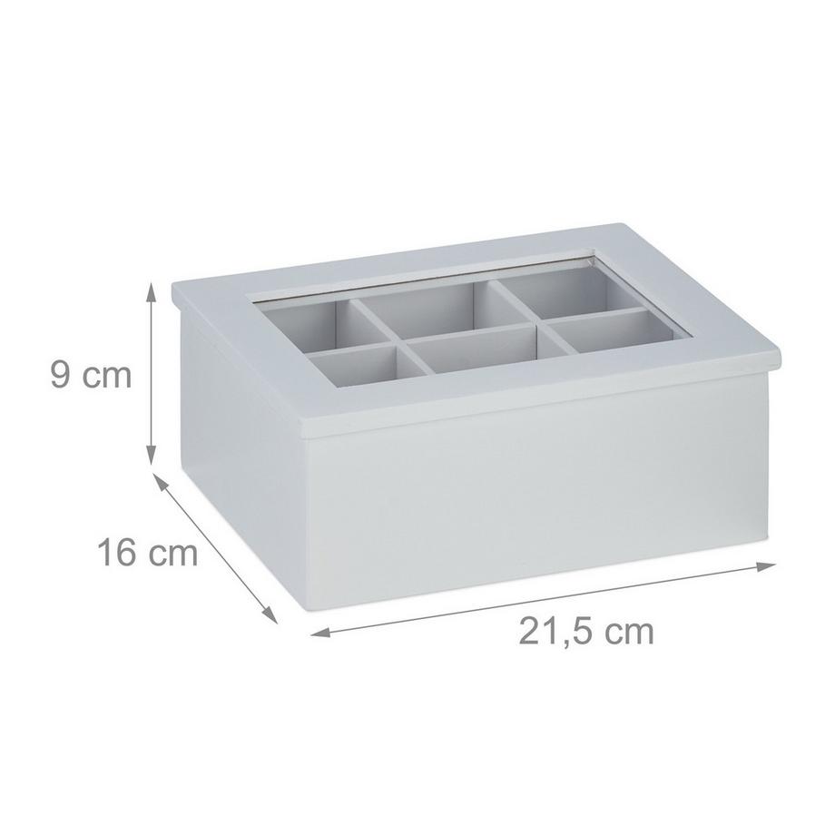 B2X Weiße Teebox mit 6 Fächern  