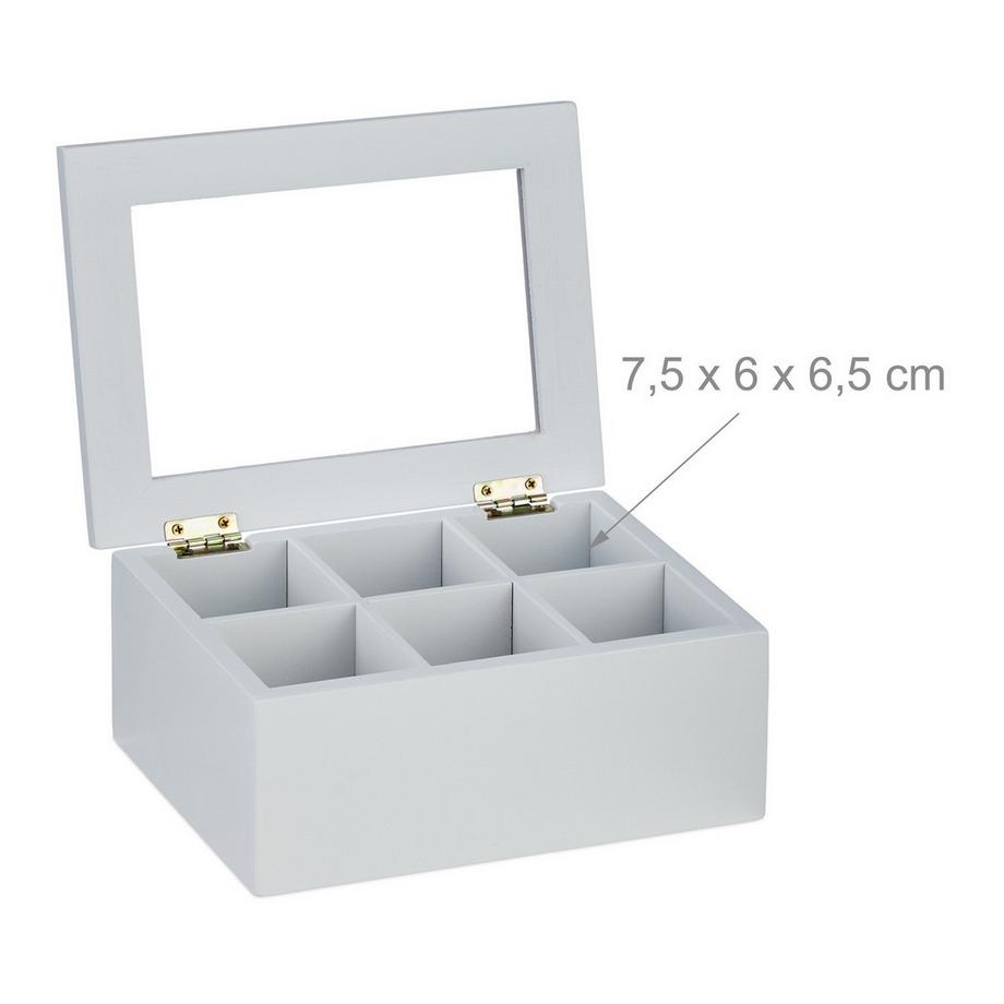 B2X Weiße Teebox mit 6 Fächern  