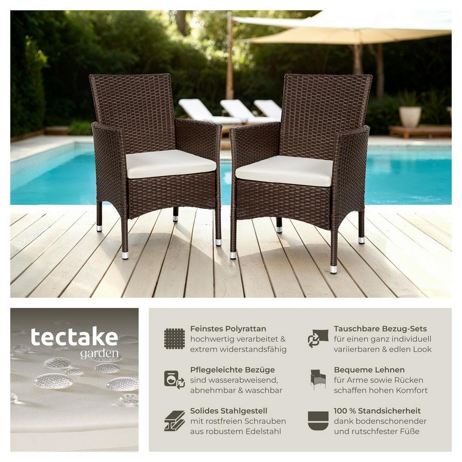 Tectake 2er Set Rattanstuhl Nantes widerstandsfähig UV-beständig  
