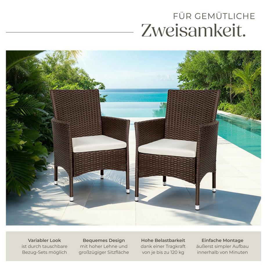 Tectake 2er Set Rattanstuhl Nantes widerstandsfähig UV-beständig  