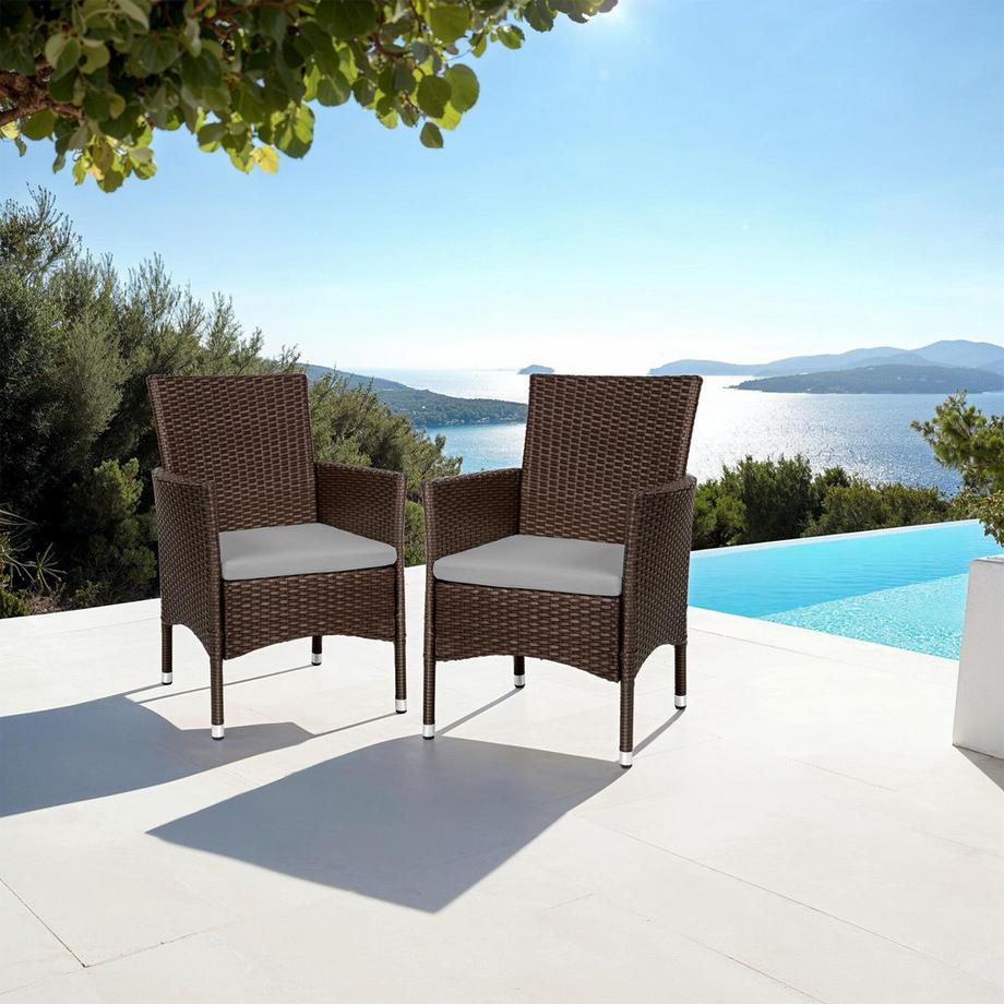 Tectake 2er Set Rattanstuhl Nantes widerstandsfähig UV-beständig  