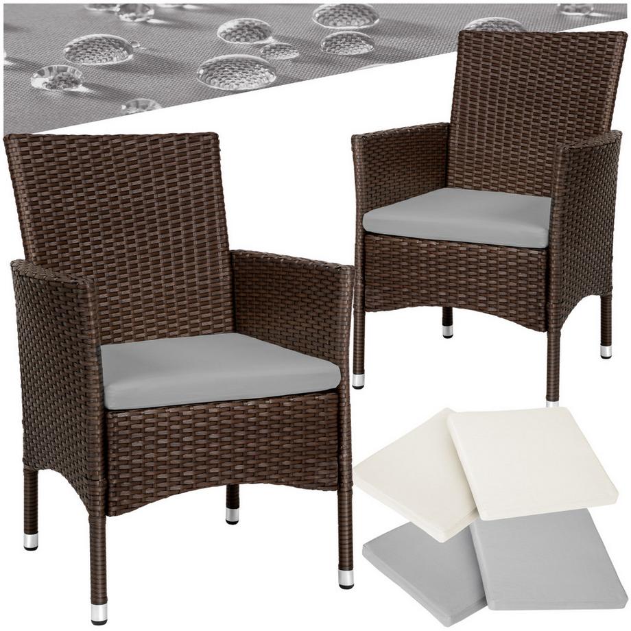 Tectake 2er Set Rattanstuhl Nantes widerstandsfähig UV-beständig  