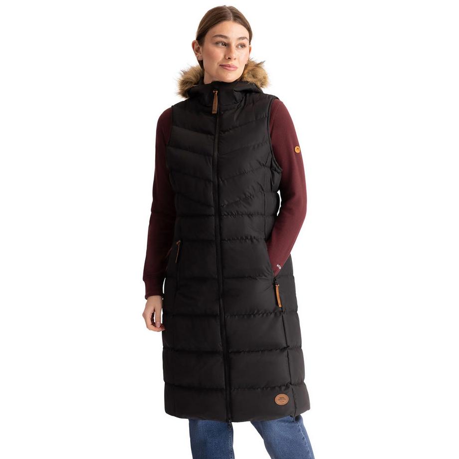 Trespass Audrey Gilet Lungo Imbottito con Cappuccio in Pelliccia Sintetica  