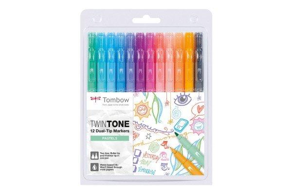 Tombow TOMBOW Fasermaler TwinTone Marker WS-PK-12P-2 Pastell F.  