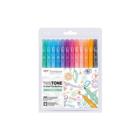 Tombow TOMBOW Fasermaler TwinTone Marker WS-PK-12P-2 Pastell F.  