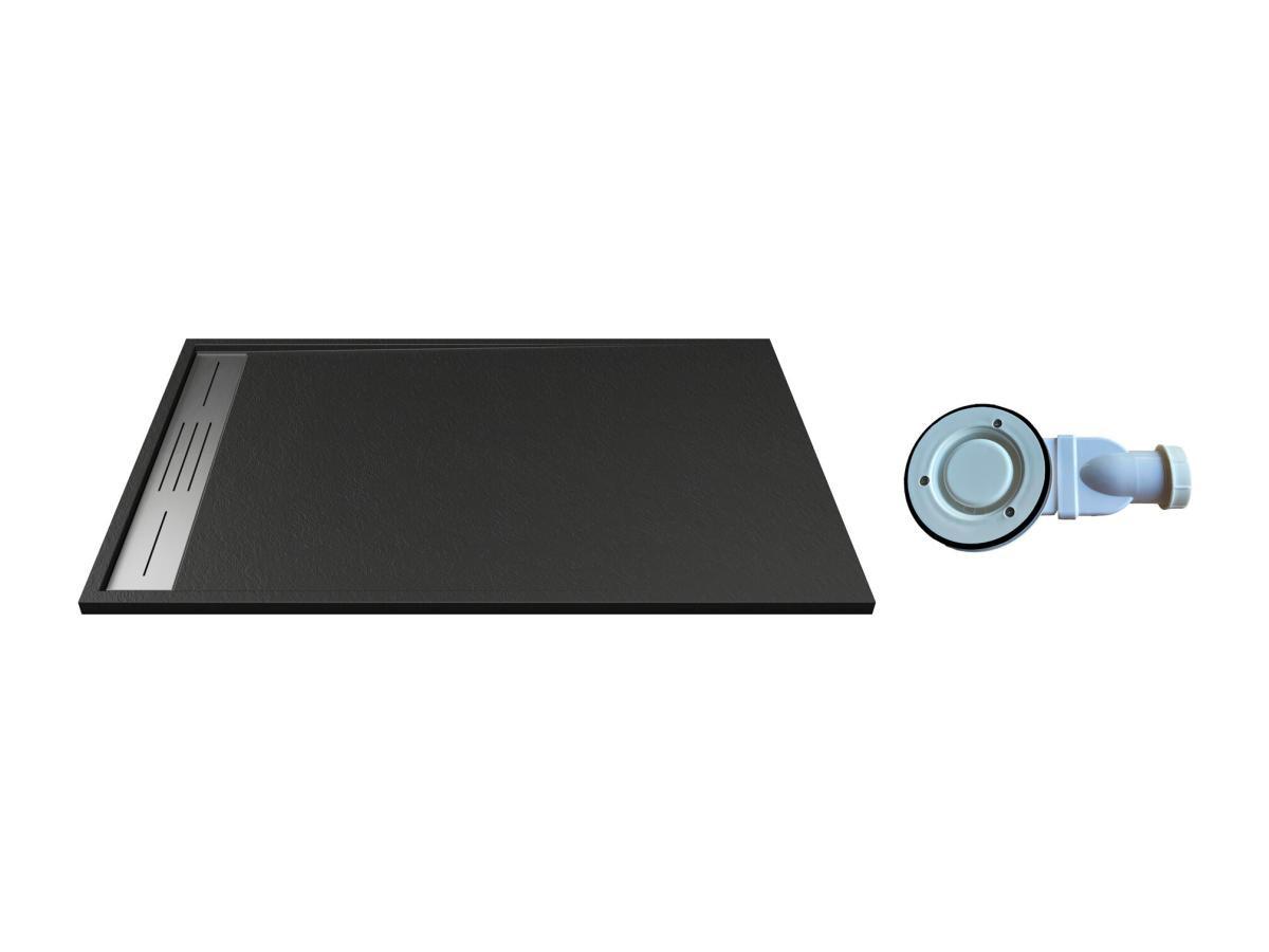 Vente-unique Aufsatz- oder Einbauduschtasse - Kunstharz - mit Siphon - Schwarz - 120 x 90 cm - LYROSA  