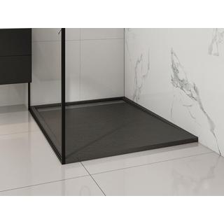 SHOWER DESIGN Aufsatz- oder Einbauduschtasse - Kunstharz - mit Siphon - Schwarz - 120 x 90 cm - LYROSA  