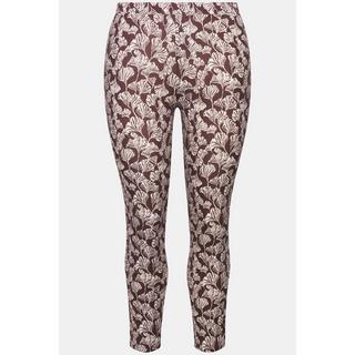 Ulla Popken  Leggings, Blätter, Zierknöpfe, Biobaumwolle 