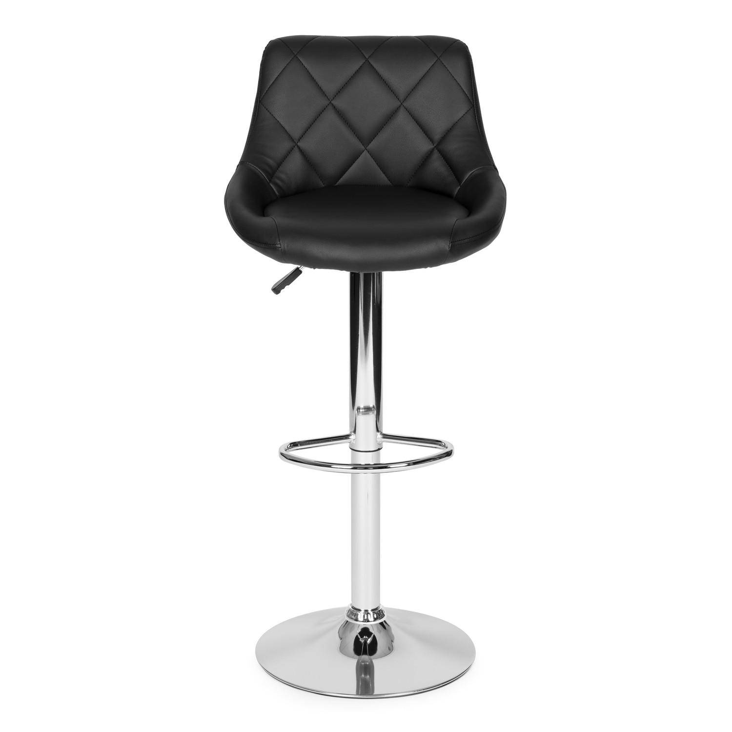 Northix Tabouret de bar, repose-pieds pivotant, réglable en hauteur, chromé, éco-cuir  
