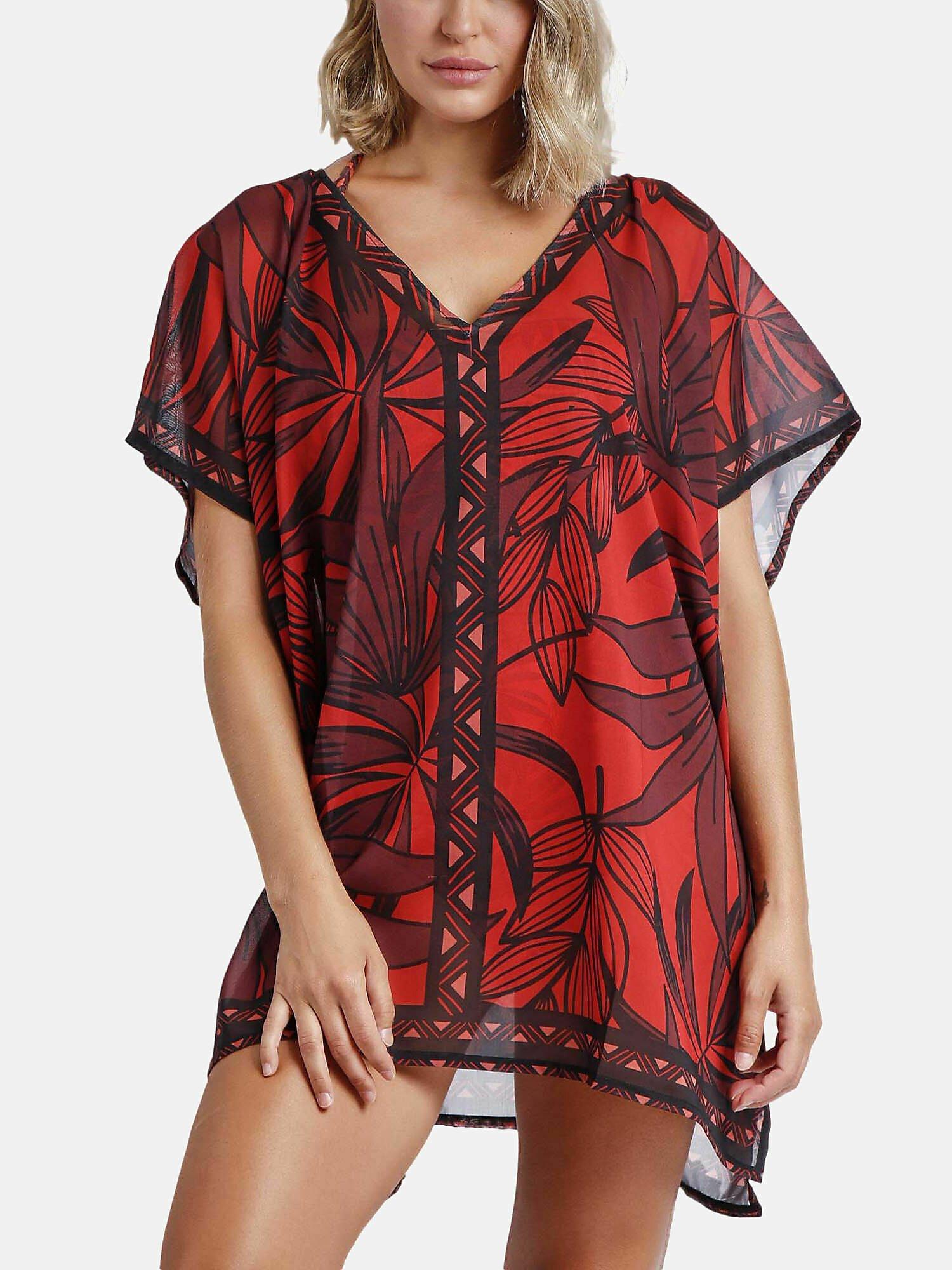 Image of Strandkaftan Sunset Palm Unisex Braun XL