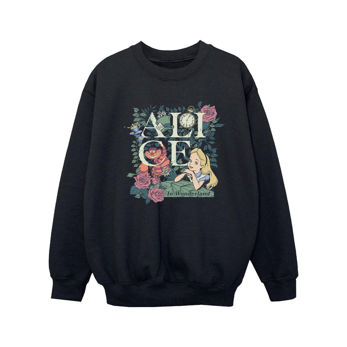 Image of Alice In Wonderland Leafy Garden Sweatshirt Mädchen Schwarz 152-158