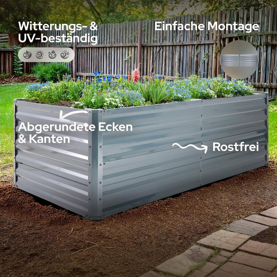 Arebos Métal Lit surélevé Lit de jardin Lit de plantation Inoxydable  
