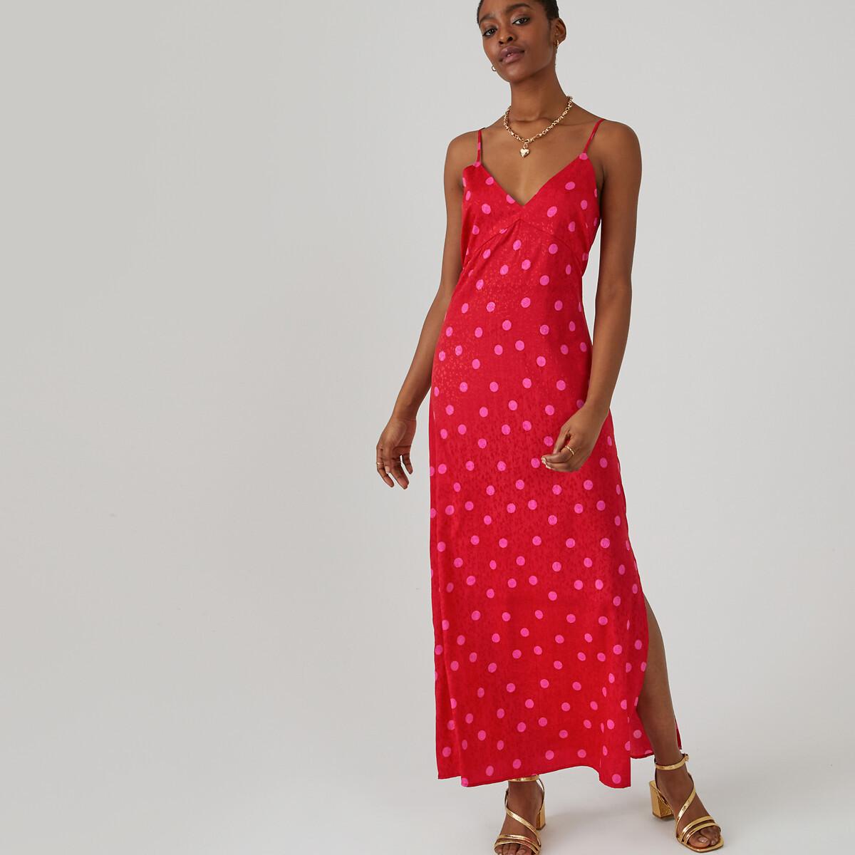 Image of Maxikleid Mit Trägern Und Jacquard-tupfenmuster Damen Weiss Bedruckt 36