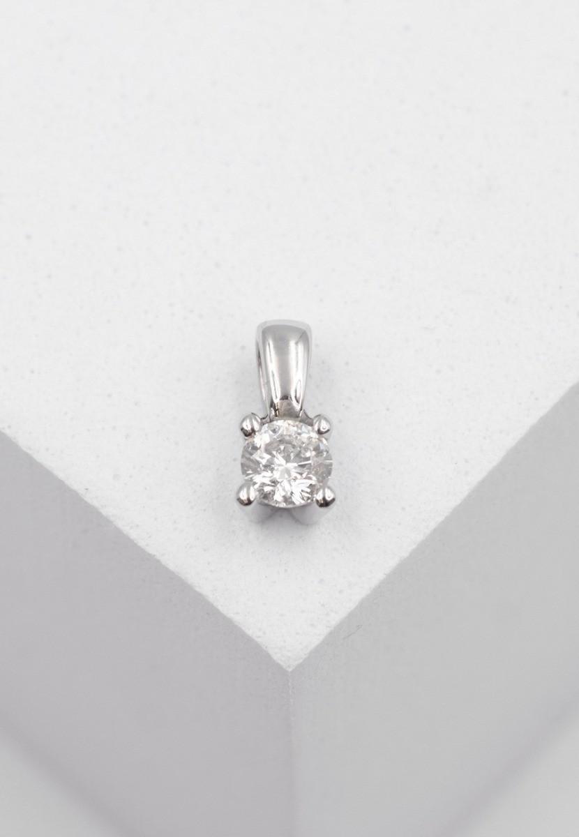 MUAU Schmuck  Anhänger 4-Griff-Fassung Diamant 0.25ct. Weissgold 750 