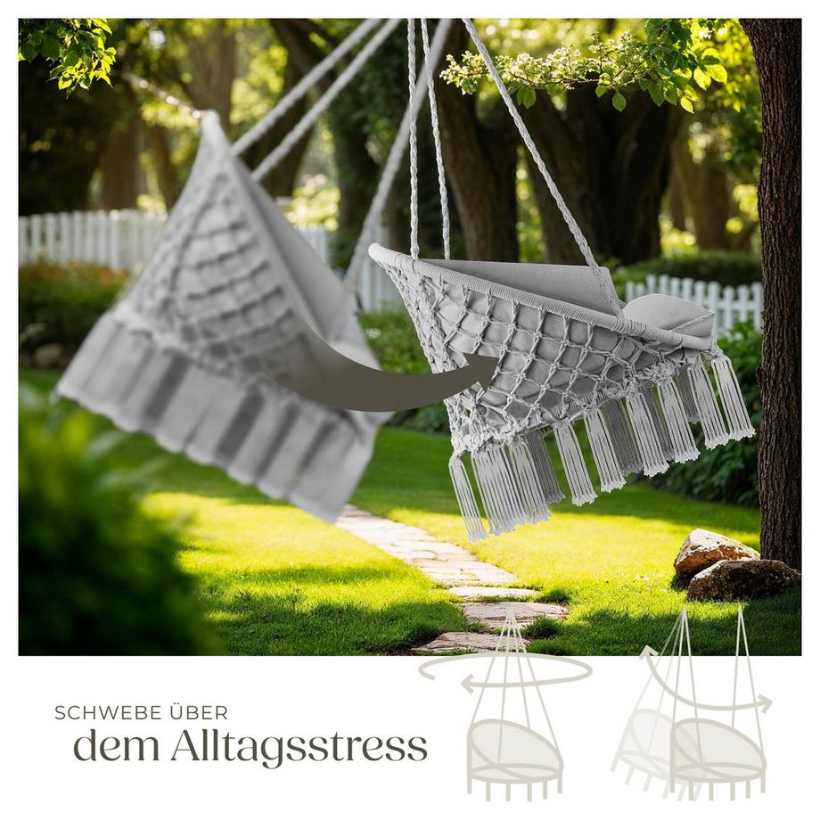 Tectake Fauteuil suspendu GRAZIA avec rembourrage épais de l'assise et du dossier pour un maximum de confort  