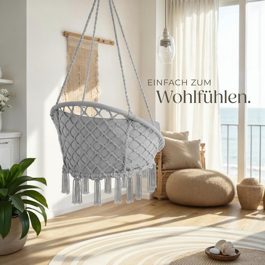 Tectake Fauteuil suspendu GRAZIA avec rembourrage épais de l'assise et du dossier pour un maximum de confort  