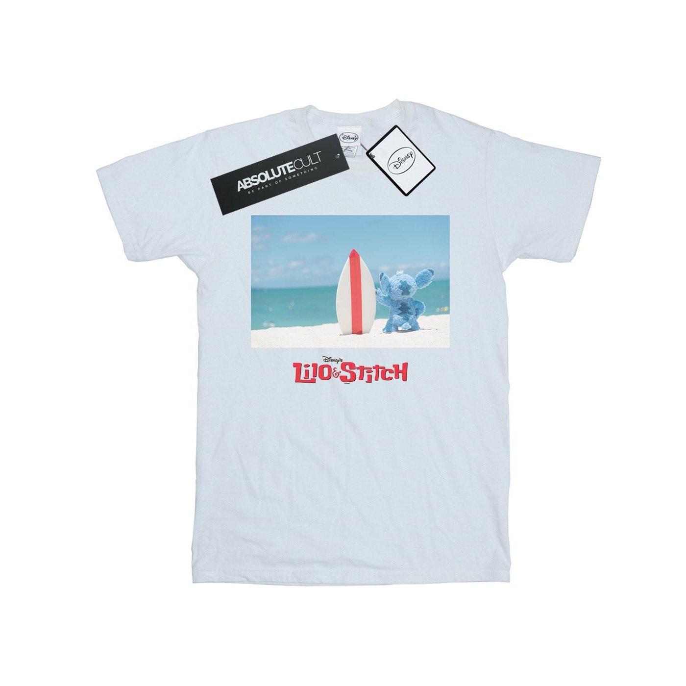 Image of Lilo And Stitch Surf Beach Tshirt Unisex Weiss 140/146