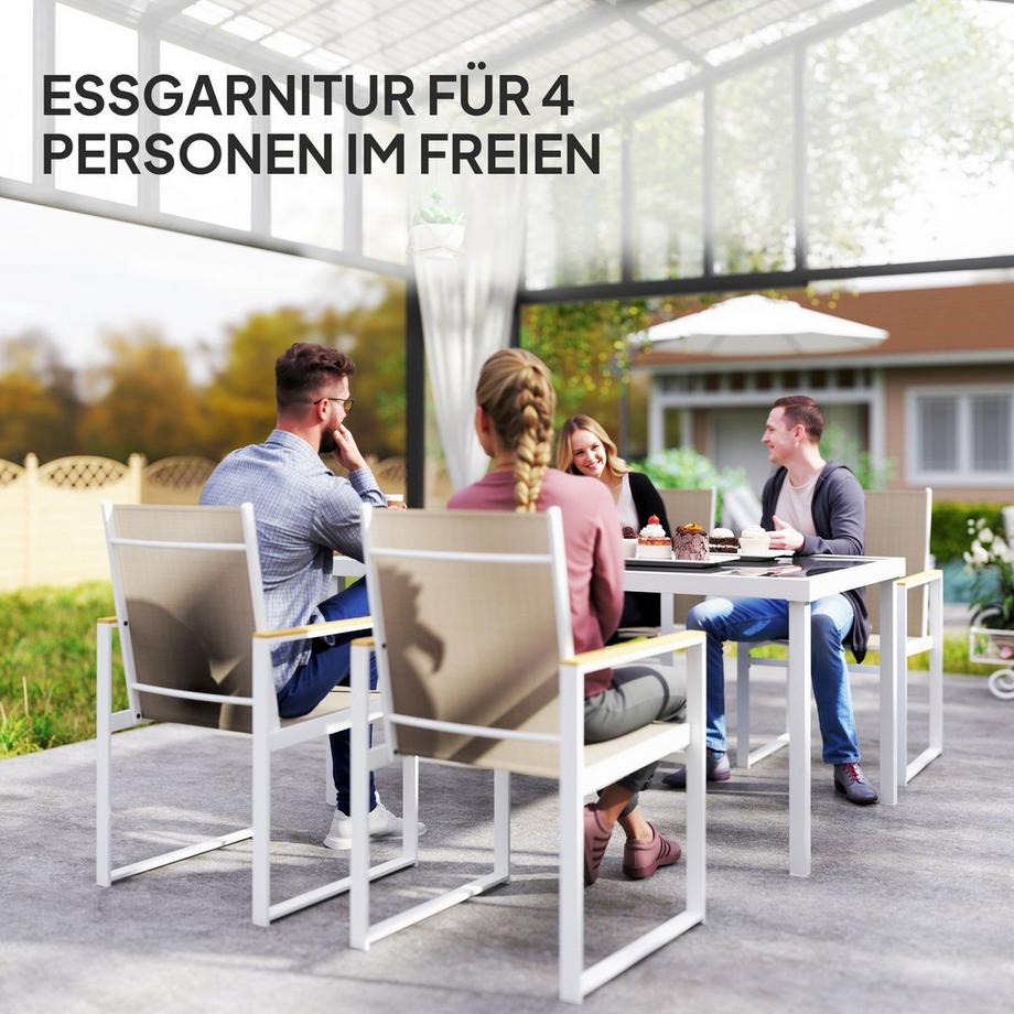 Northio  Sitzgruppe 5 tlg. Essgruppe für 4 Personen Abnehmbar Esstisch mit 4 Stühle, Esszimmergruppe Küchentisch-Set mit Stahlgestell Balkonmöbel Gartenmöbel für Terrasse, Balkon Mehrfarbig Aosom 