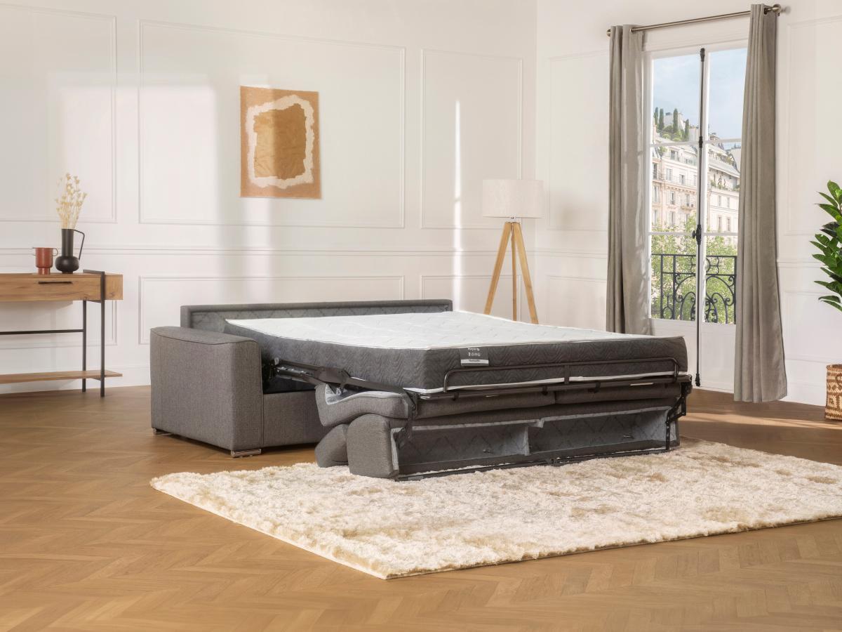 LINEA SOFA Canapé 3 places conible express en tissu VIZIR Couchage 1Matelas  