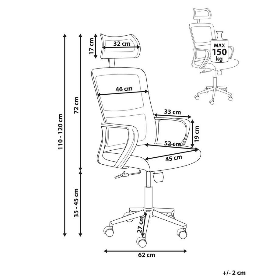 Beliani Chaise de bureau en Tissu maillé  MONARCH  