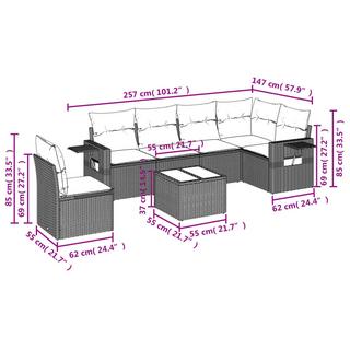 VidaXL Ensemble de canapés de jardin rotin synthétique  