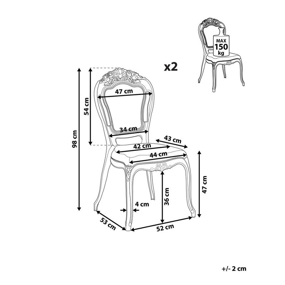 Beliani Set di 2 sedie da pranzo en Policarbonato Glamour VERMONT  