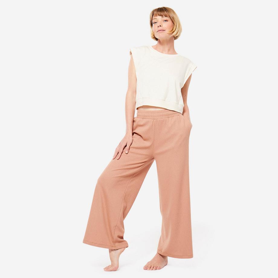 KIMJALY  T-shirt donna crop yoga loose lyocell 