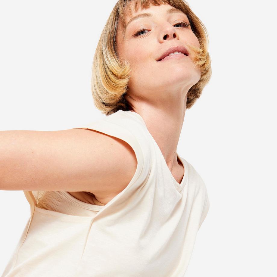 KIMJALY  T-shirt donna crop yoga loose lyocell 