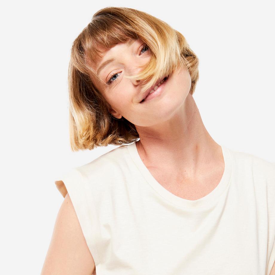 KIMJALY  T-shirt donna crop yoga loose lyocell 