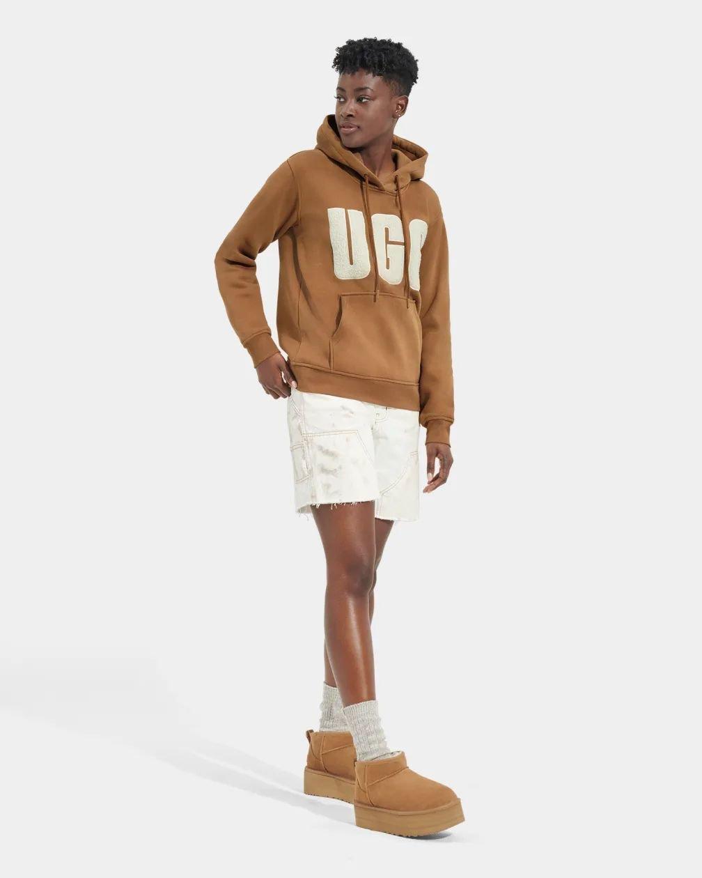 UGG  W REY UGGFLUFF LOGO HOODIE-XS 