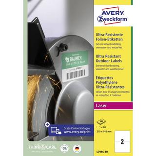 Avery-Zweckform Avery Zweckform Ultra-Resistente Folien-Etiketten, 210 x 148 mm, Laser s/w, Farblaser, extrem  