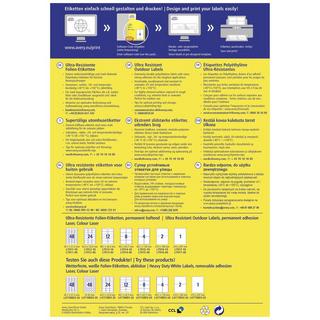 Avery-Zweckform Universal-Etiketten 210 x 148 mm Polyethylenfolie Weiß 80 St. Permanent haftend Laser 40 Blatt  