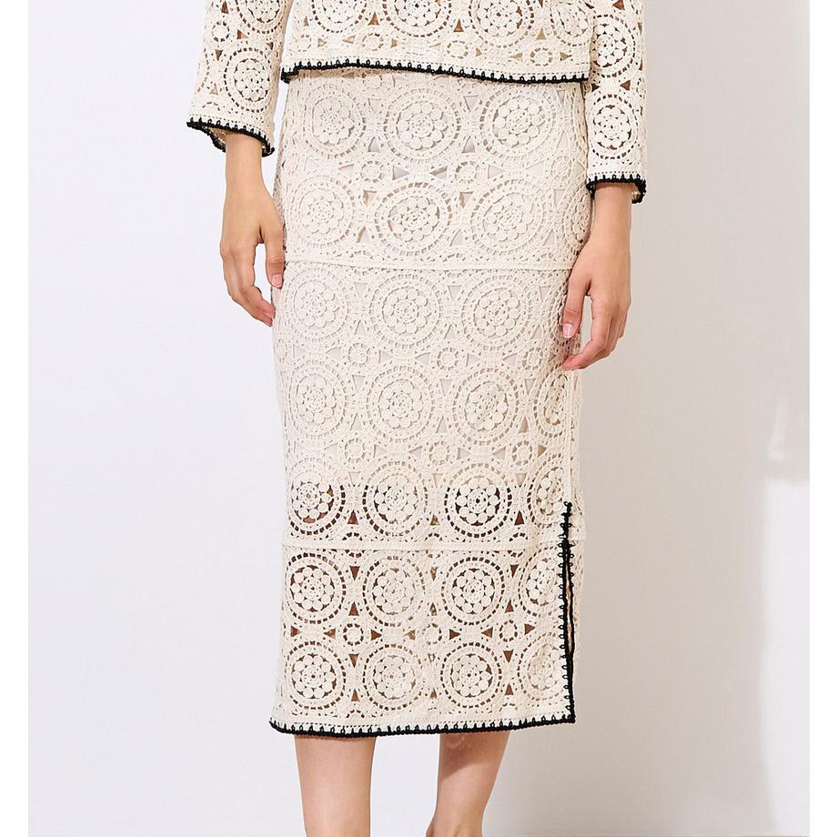 APRICOT Jupe midi à cercles au crochet  
