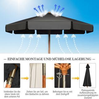 Northix 3m Sonnenschirm mit verstellvarem Neigungswinkels 8 Querstreben & Wasserdichtes Polyestergewebe mit UV-Schutz Grau  