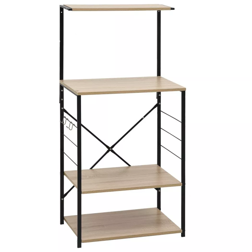Armoire à micro-ondes noir et chêne 60x39,6x123 cm