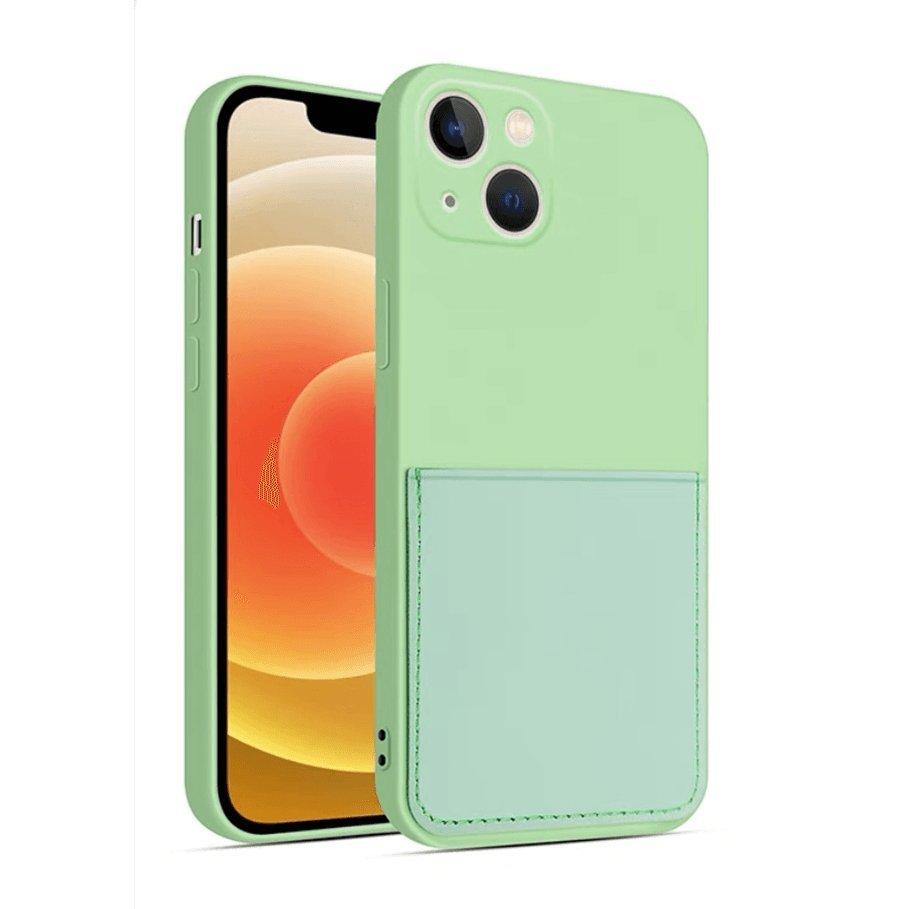 mobileup  Silikon Case mit Kartenfach iPhone 13 mini - Green 