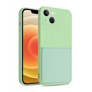 mobileup  Silikon Case mit Kartenfach iPhone 13 mini - Green 