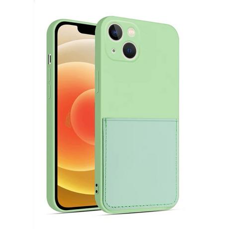 mobileup  Silikon Case mit Kartenfach iPhone 13 mini - Green 